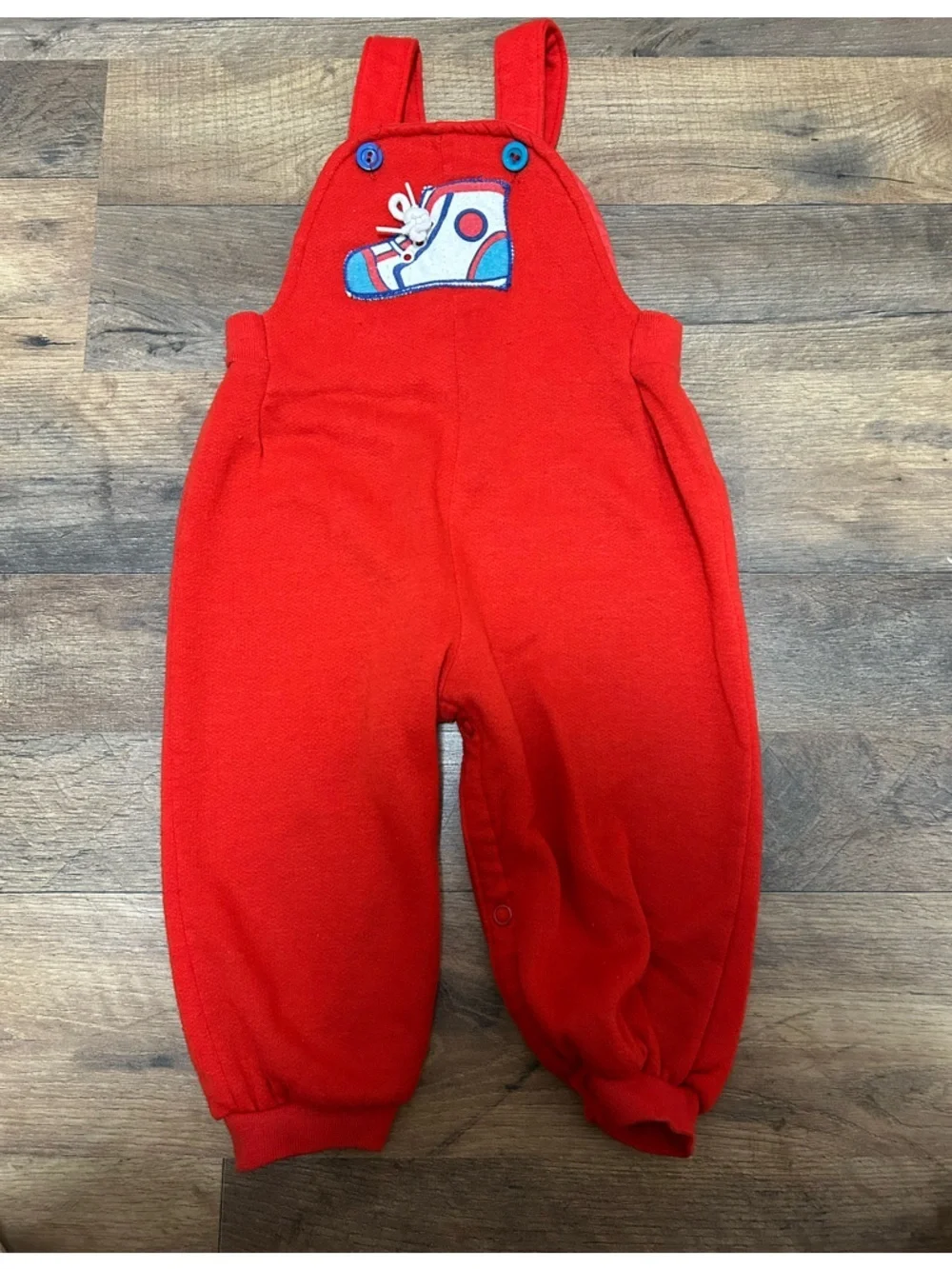 Red Baby VTG  Overalls with Sneaker Applique